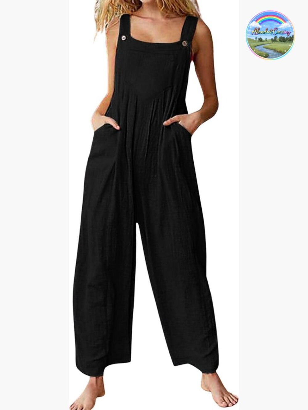 Patchwork Dual Pocket Jumpsuit Loose Floral Print Wide Leg Bib Overalls